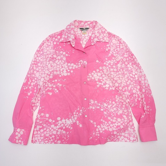 Tops - Alex Colman Sportswear Pink Long Sleeve Blouse Shirt Top Light Retro 70's READ